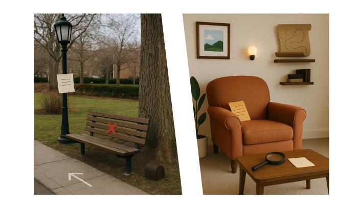 Example of choosing indoor or outdoor treasure hunt location