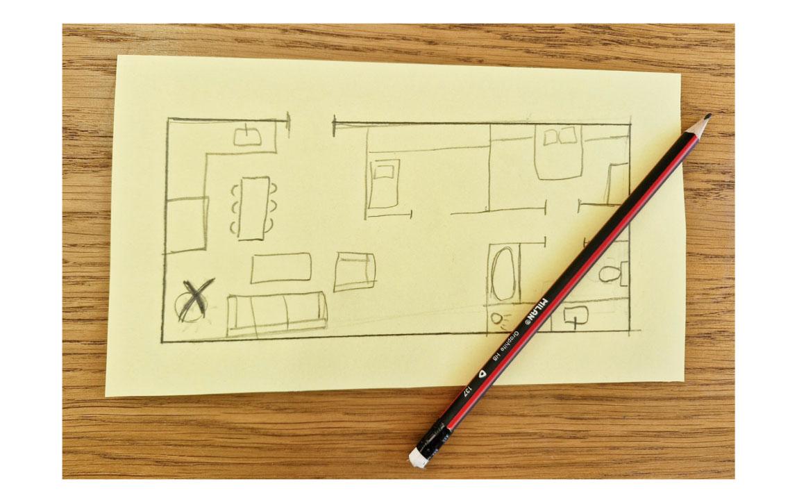 simple home map drawing showing a treasure hunt clue